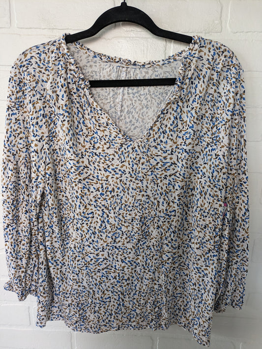 Blue & Brown Top Long Sleeve Loft, Size M