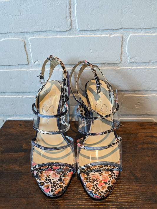 Floral Print Sandals Heels Block Jessica Simpson, Size 7