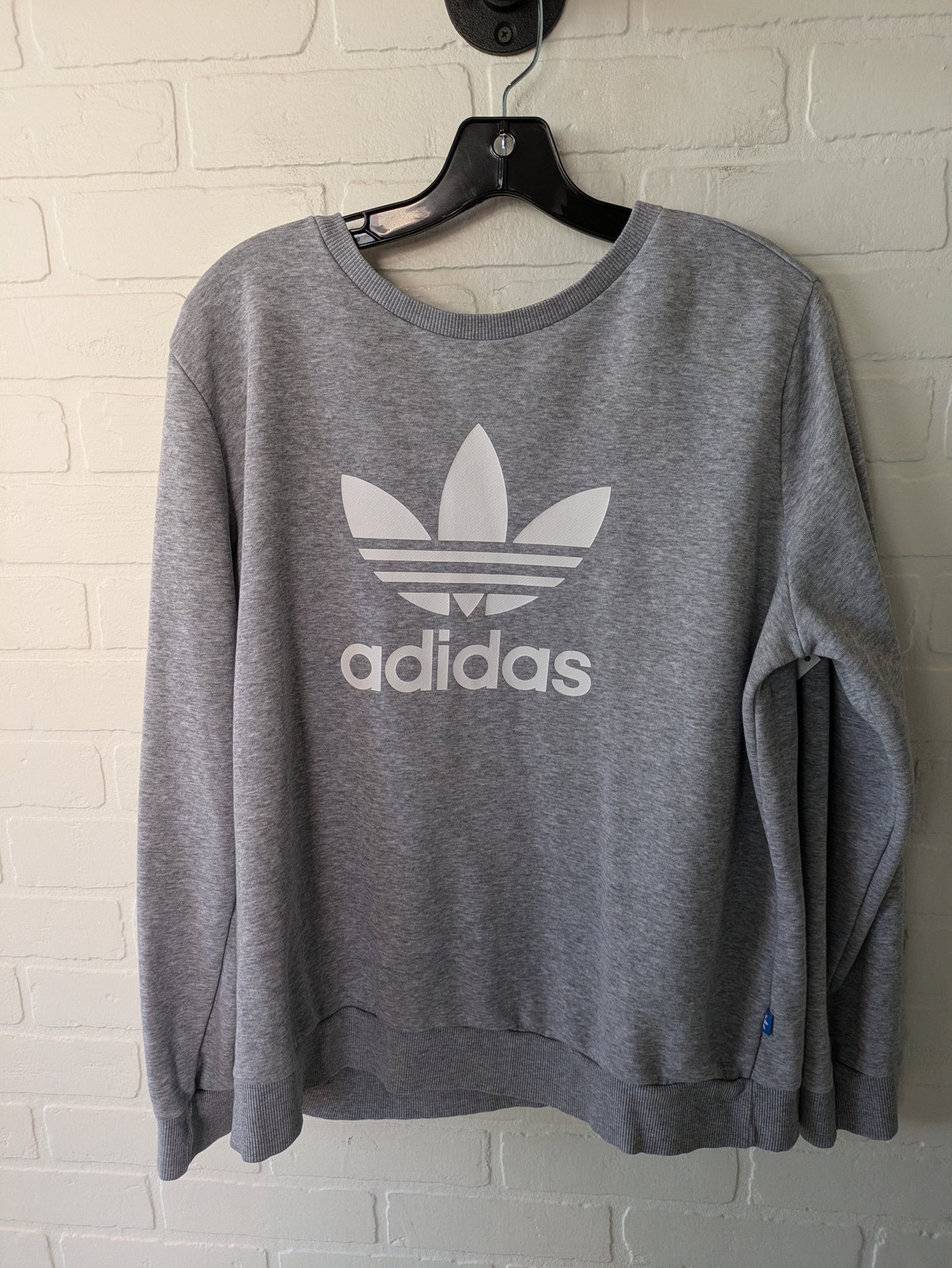 Grey Athletic Sweatshirt Crewneck Adidas, Size Xl