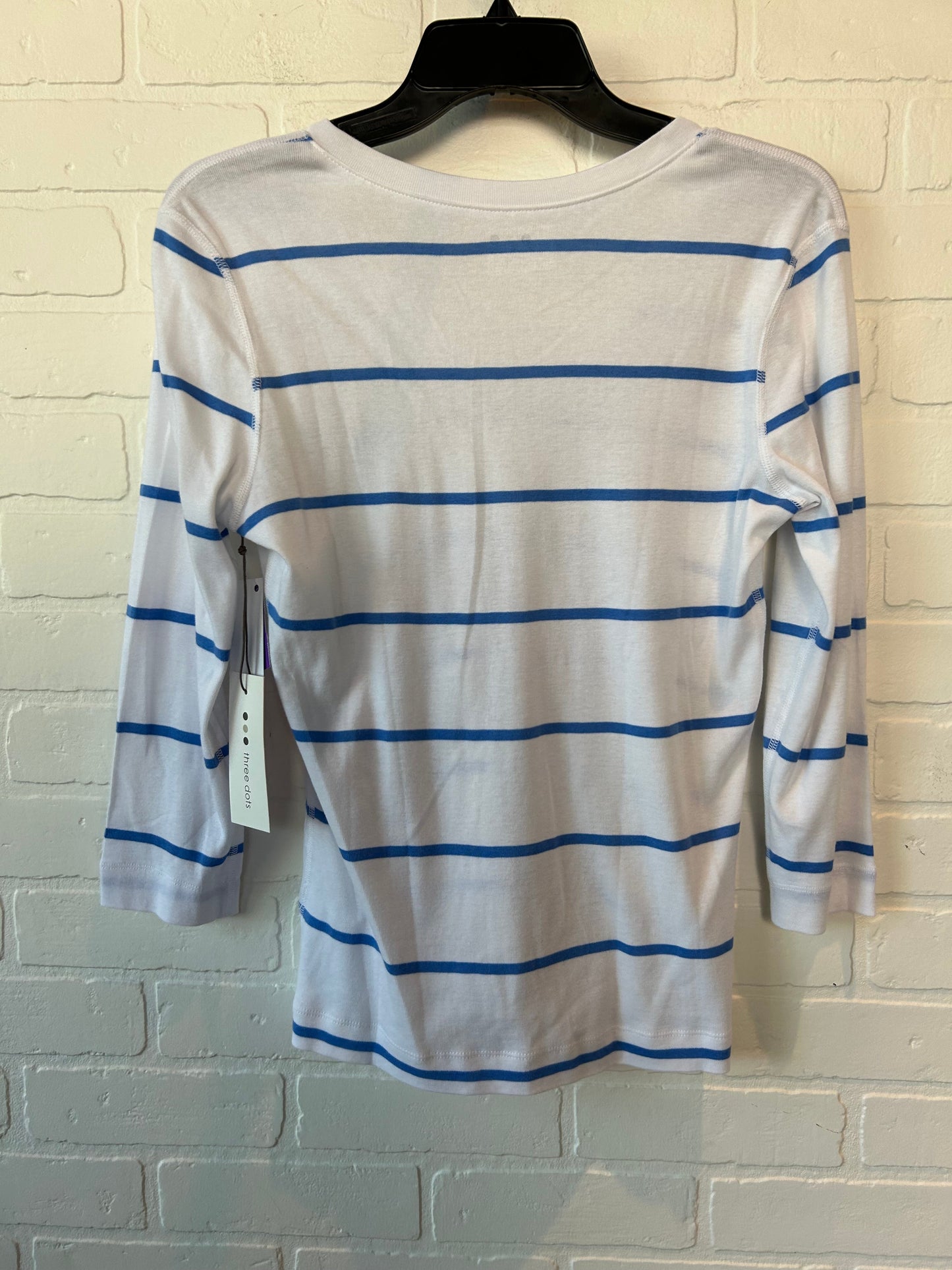 Blue & White Top 3/4 Sleeve Basic Three Dots, Size L