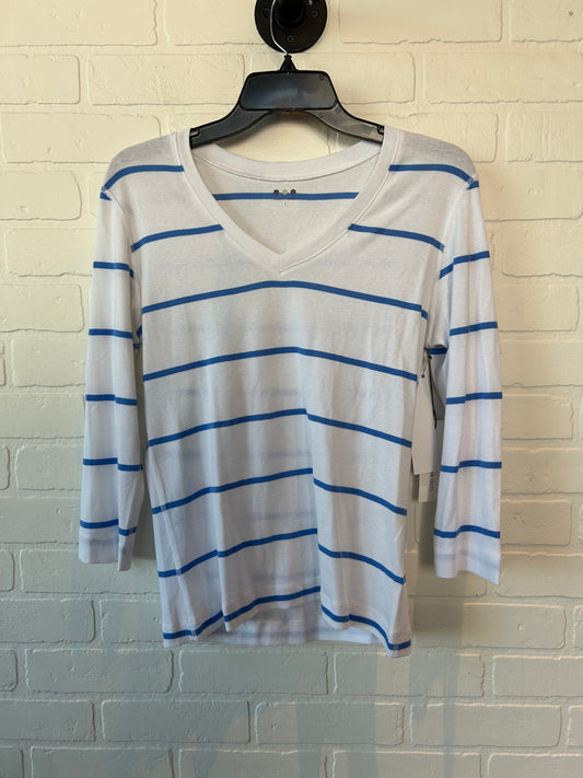 Blue & White Top 3/4 Sleeve Basic Three Dots, Size L