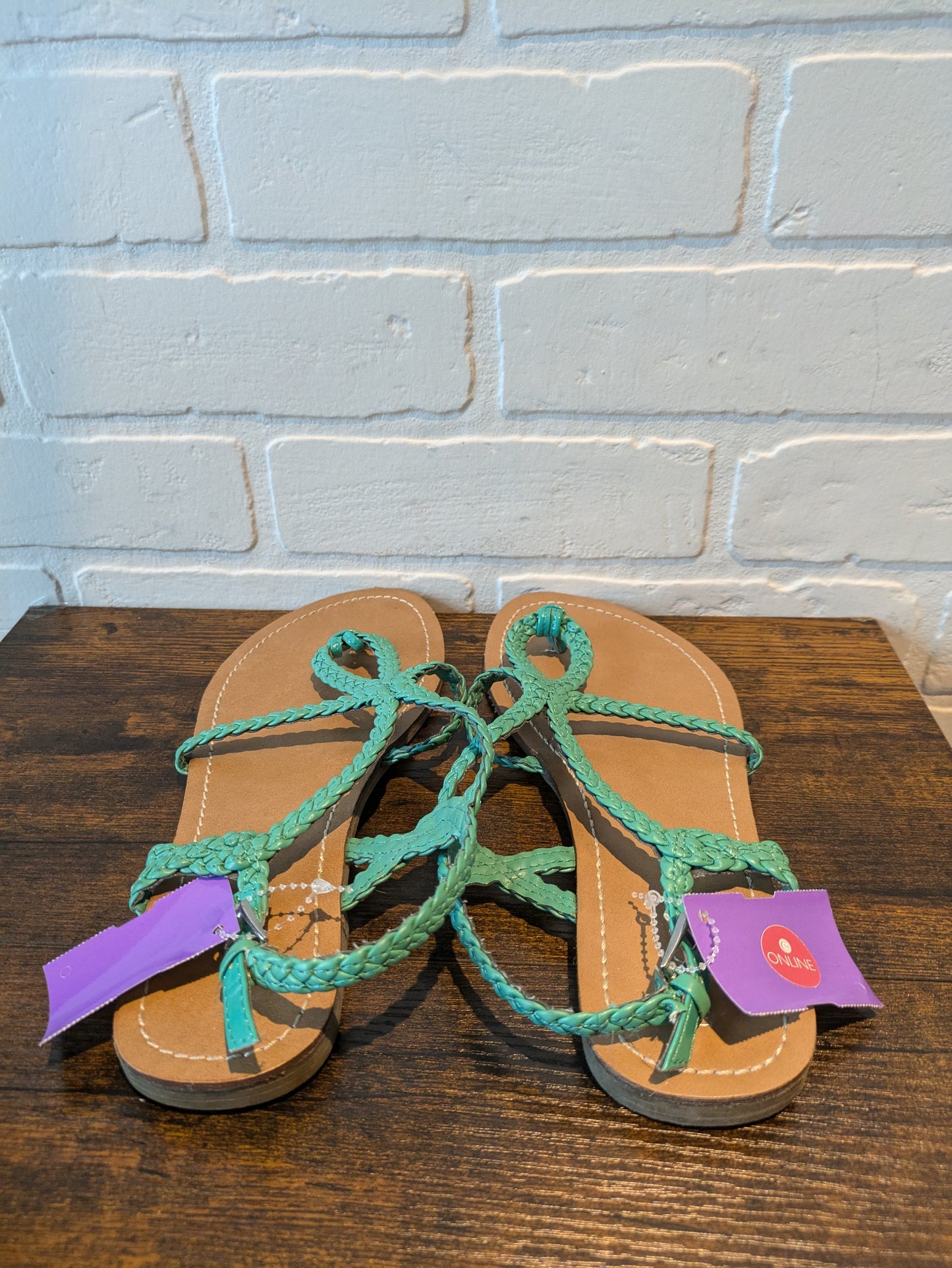Green Sandals Flats Merona, Size 8