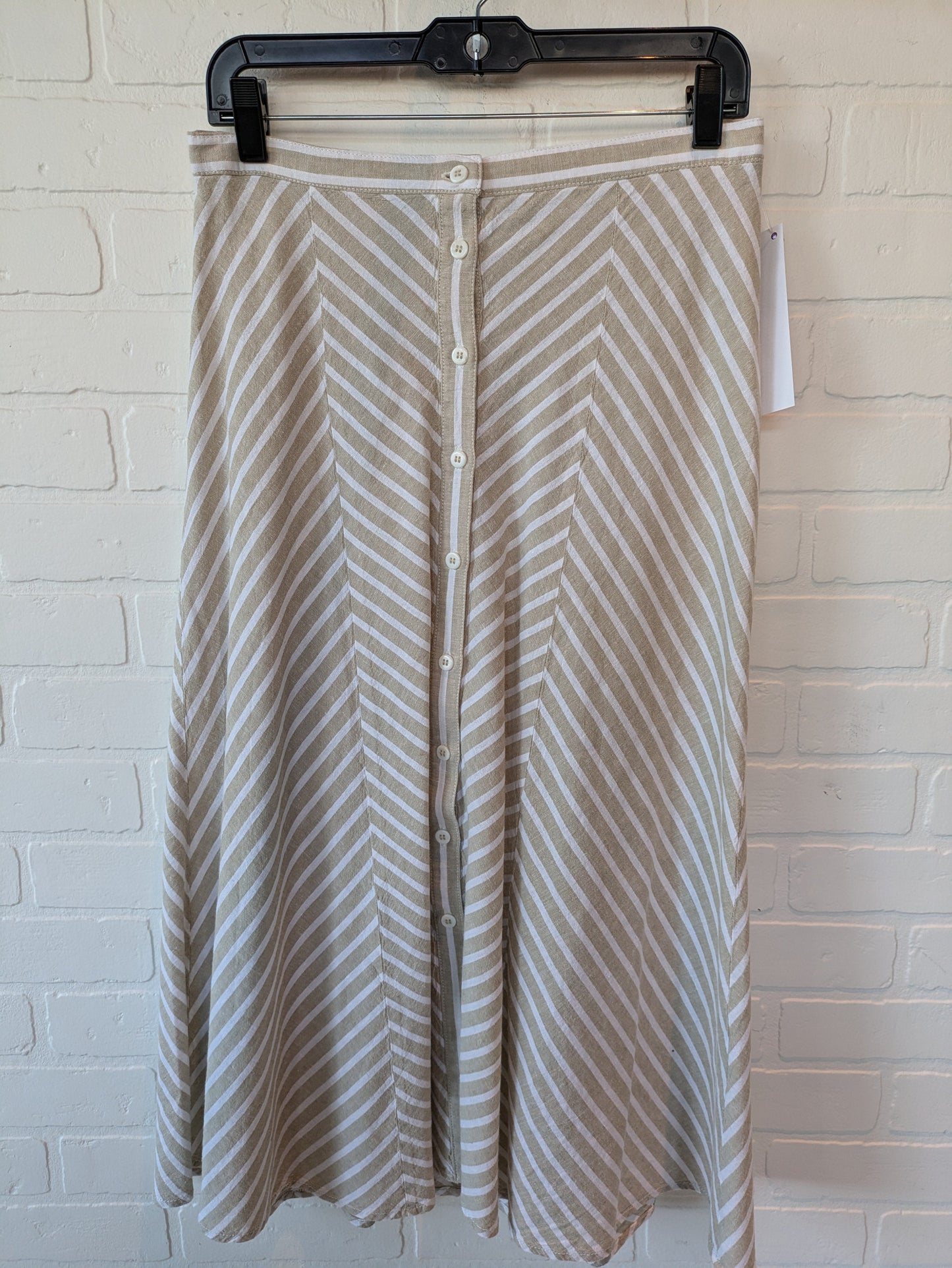 Tan & White Skirt Midi Max Studio, Size 8