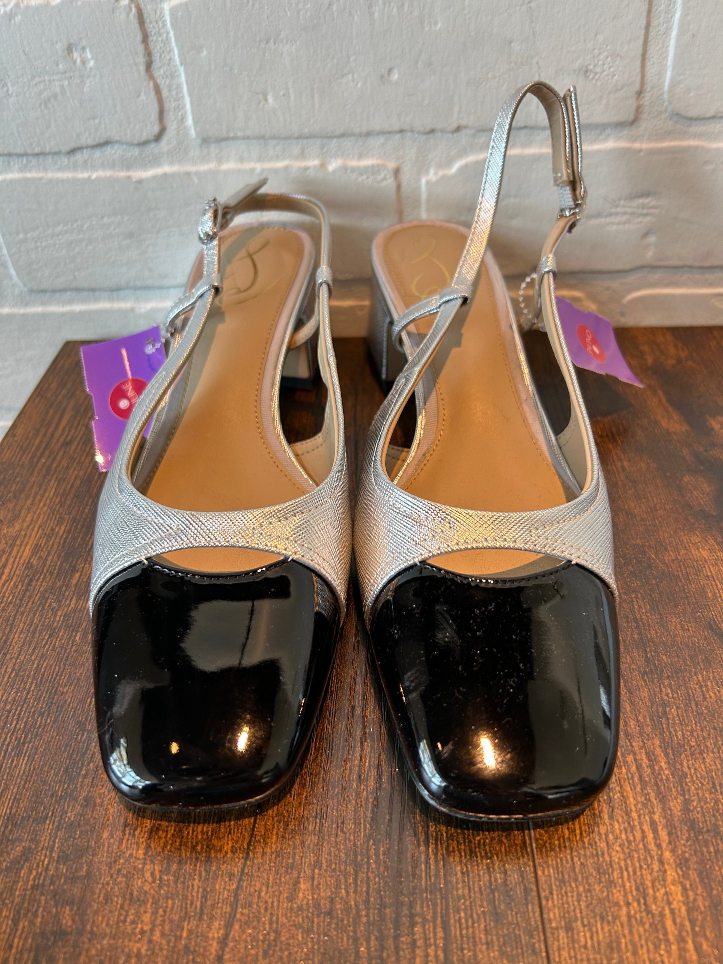 Black & Silver Shoes Heels Kitten Sam Edelman, Size 8