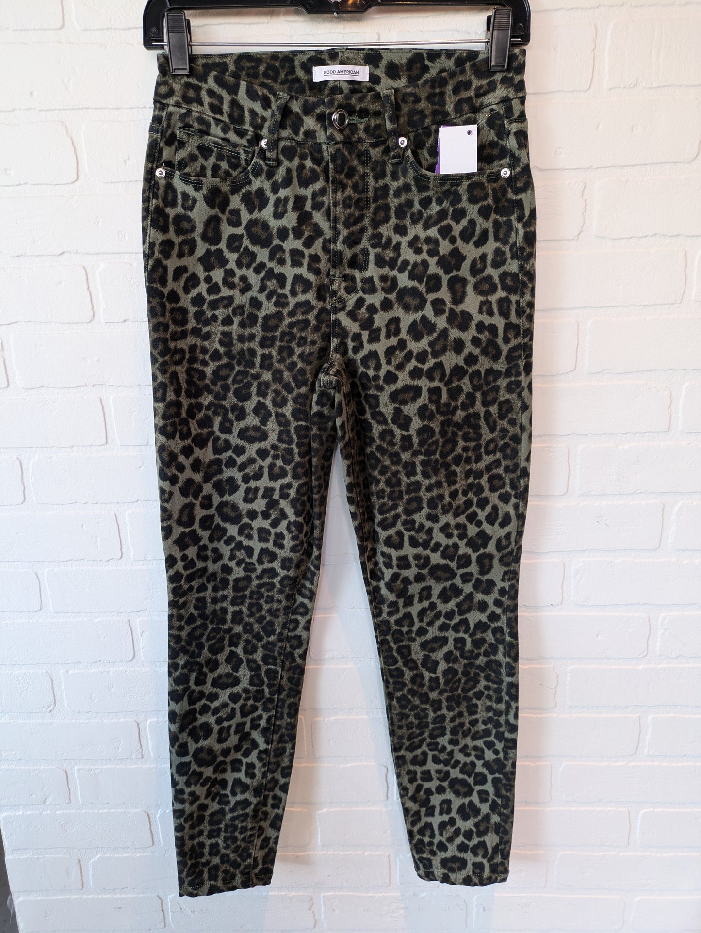 Animal Print Pants Cropped Good American, Size 4