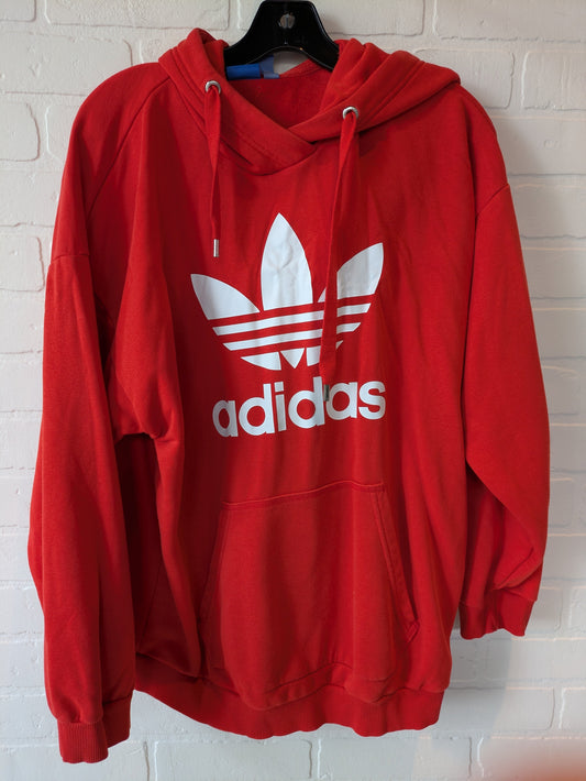 Red Athletic Sweatshirt Hoodie Adidas, Size M