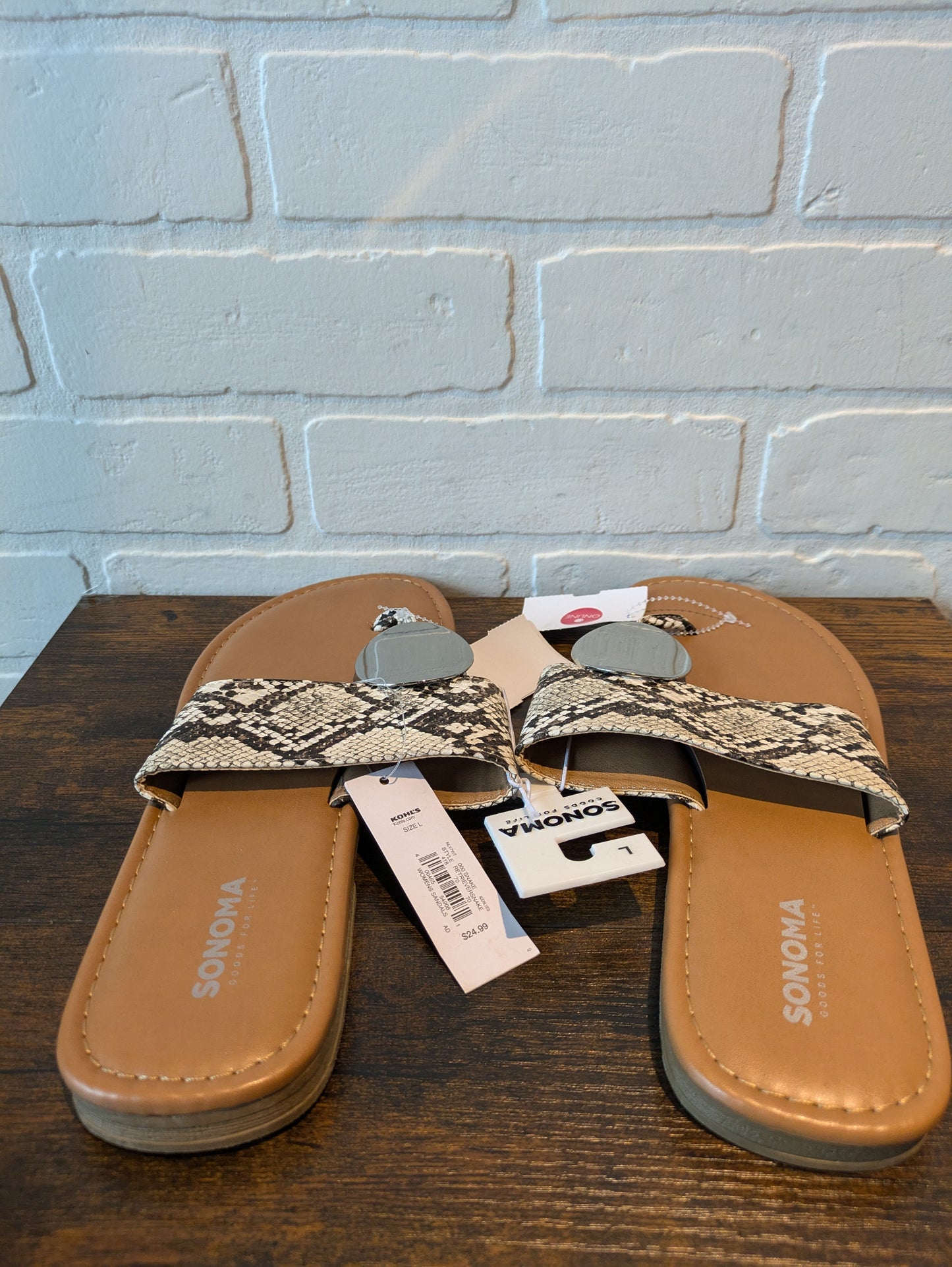 Snakeskin Print Sandals Flip Flops Sonoma, Size 10