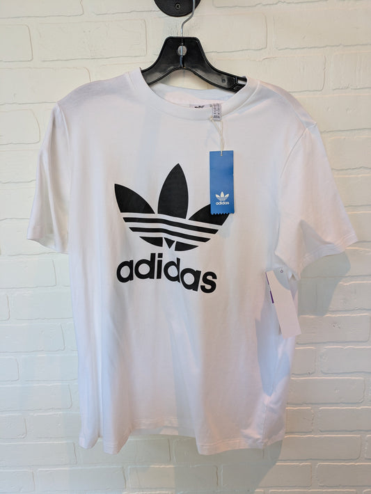 White Athletic Top Short Sleeve Adidas, Size L