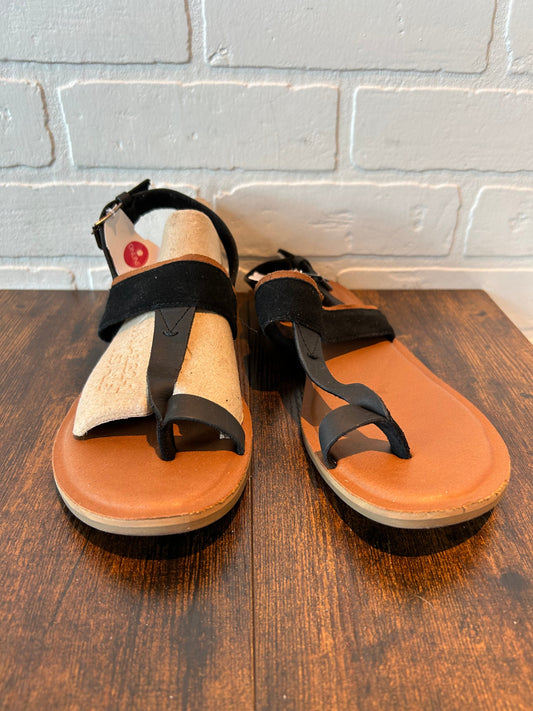 Black & Tan Sandals Flats Toms, Size 8