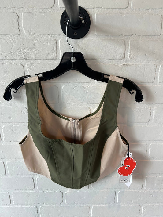 Top Sleeveless By Cmc In Green & Tan, Size: S