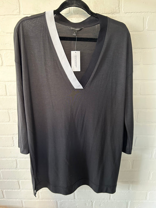 Top Long Sleeve By Banana Republic In Black & White, Size: M