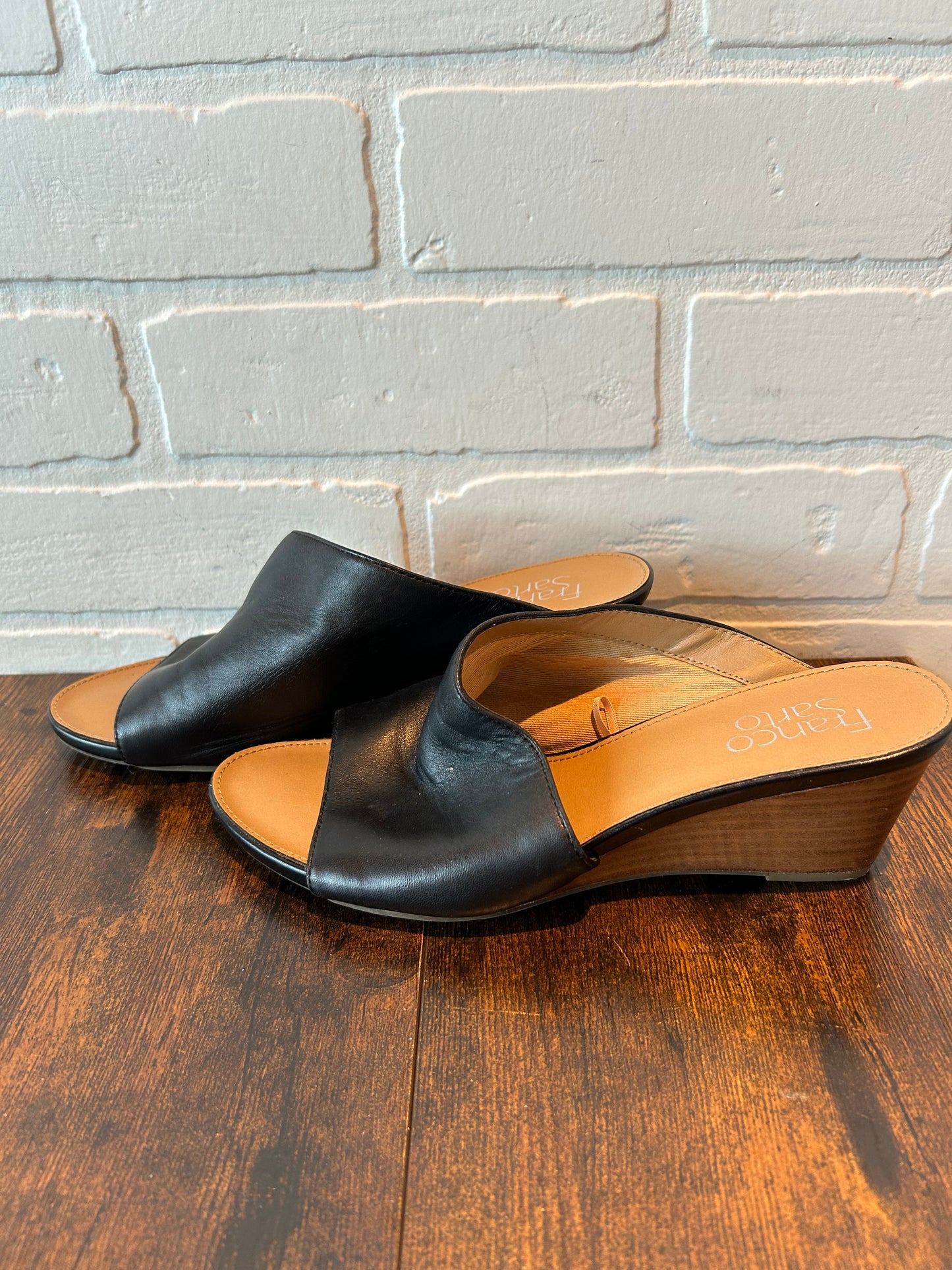 Black Sandals Heels Block Franco Sarto, Size 6.5
