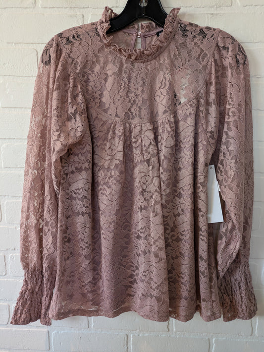 Pink Top Long Sleeve Cable And Gauge, Size L