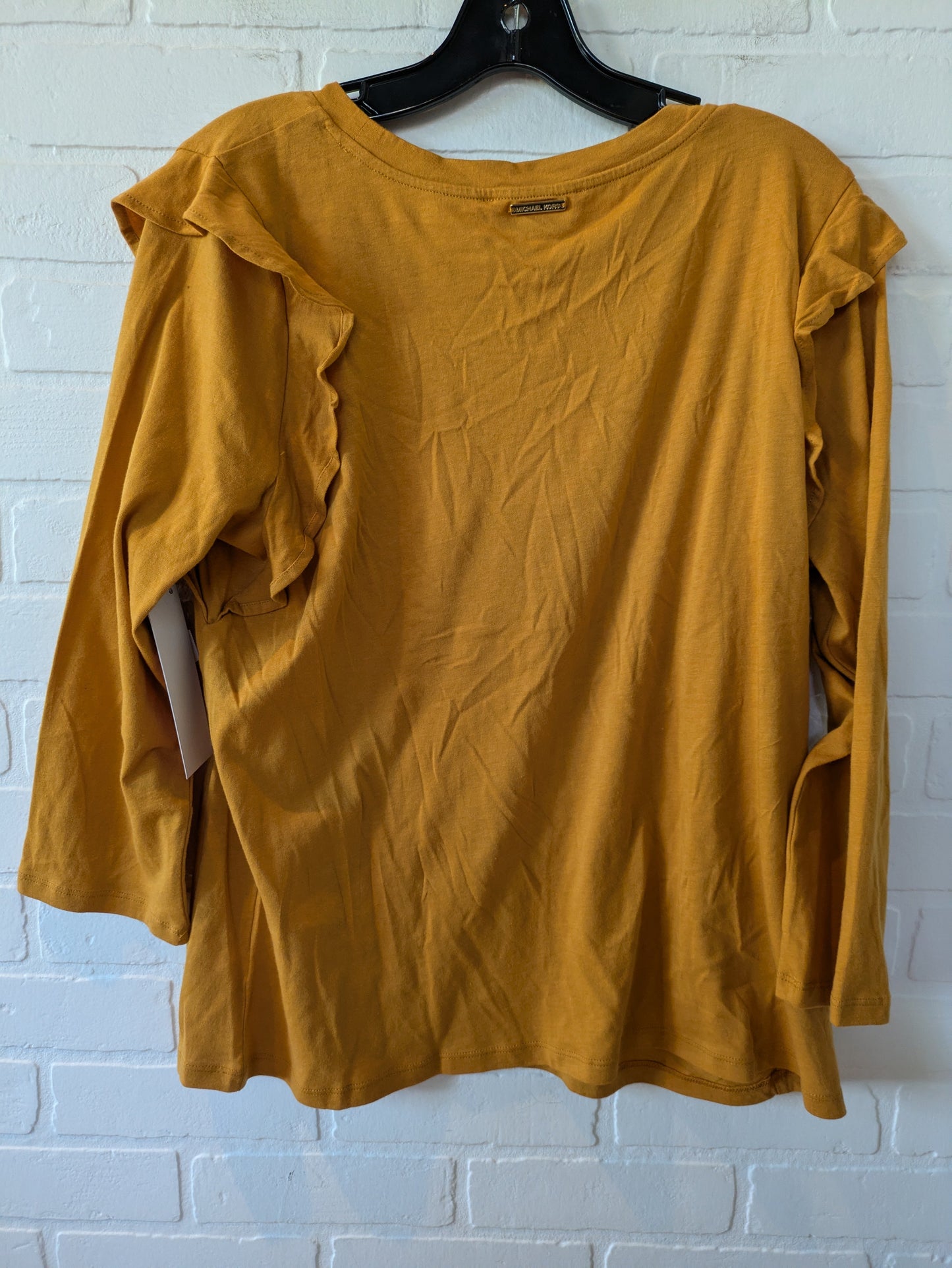 Yellow Top Long Sleeve Designer Michael By Michael Kors, Size Xl