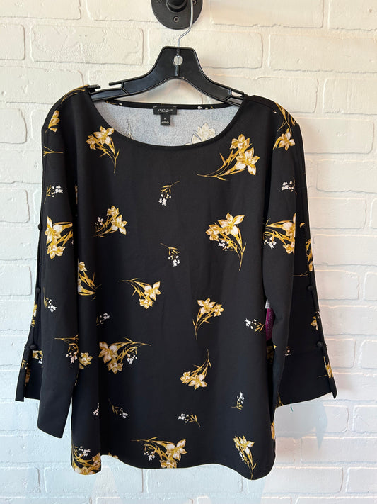 Black & Yellow Top Long Sleeve Ann Taylor, Size Xl