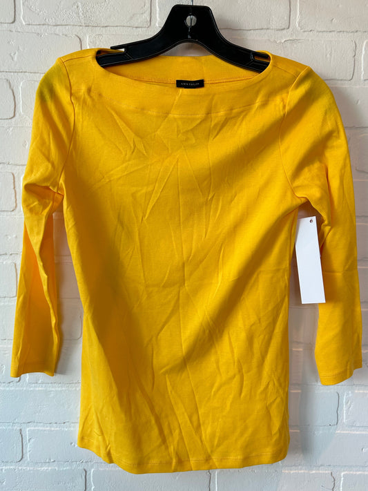 Yellow Top Long Sleeve Basic Ann Taylor, Size Xs
