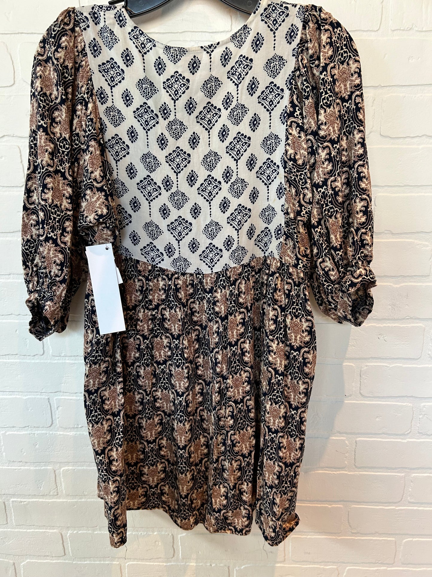 Brown & Cream Top 3/4 Sleeve Umgee, Size S