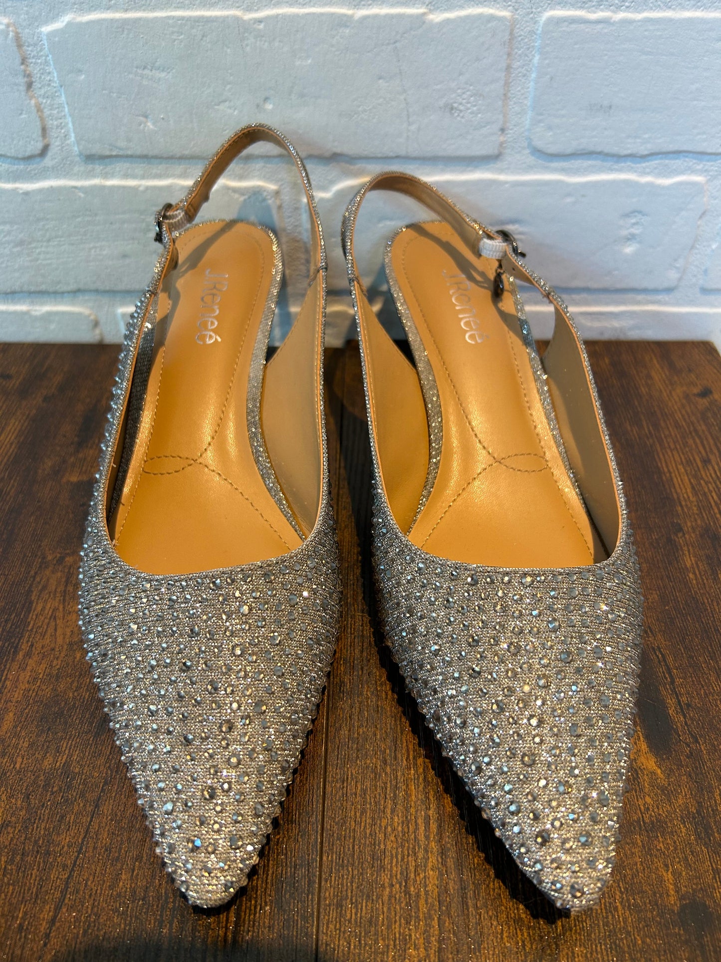 Silver Shoes Heels Kitten J Renee, Size 11