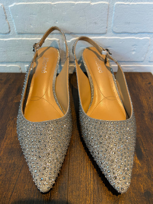 Silver Shoes Heels Kitten J Renee, Size 11