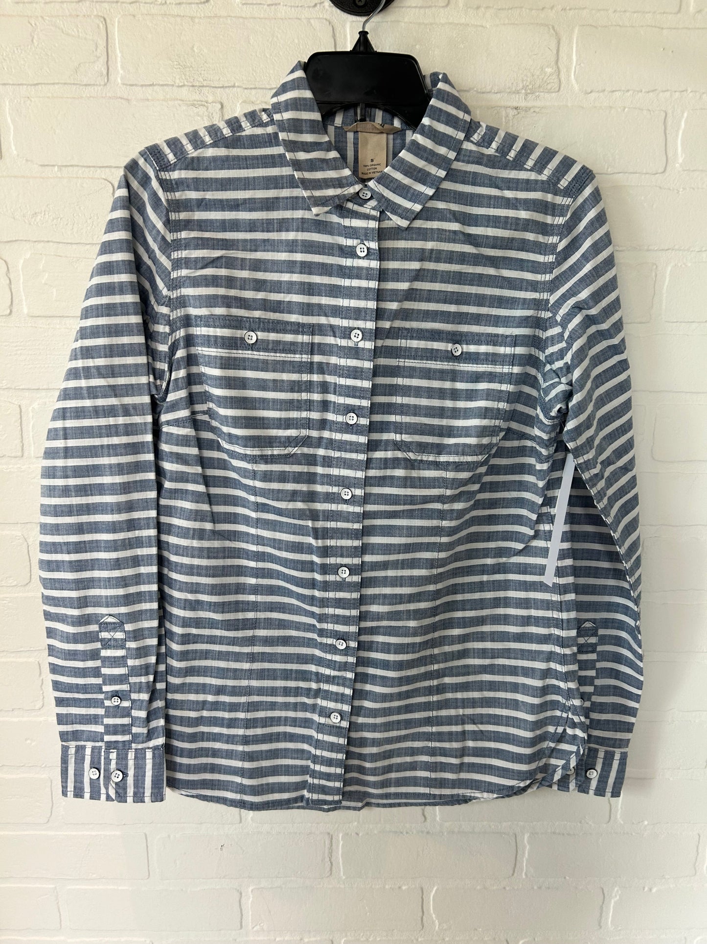 Blue & White Top Long Sleeve Duluth Trading, Size S