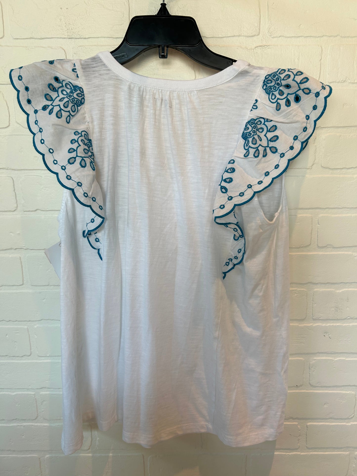 Blue & White Top Short Sleeve Loft, Size M