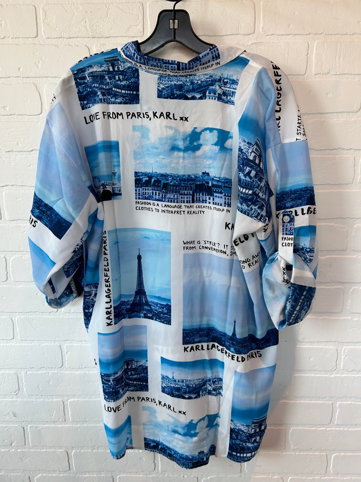 Blue & White Top 3/4 Sleeve Designer Karl Lagerfeld, Size M