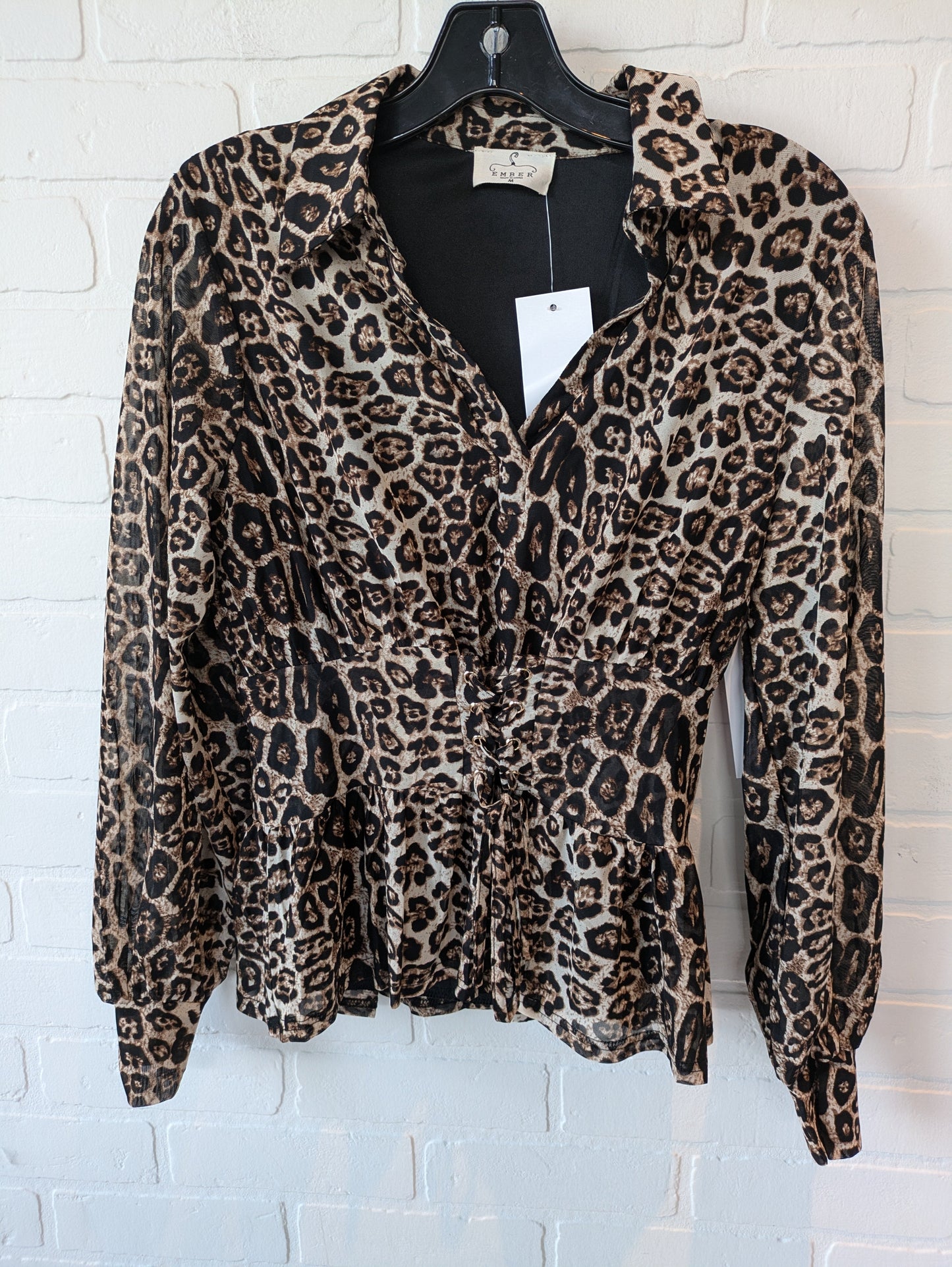 Animal Print Top Long Sleeve Clothes Mentor, Size M