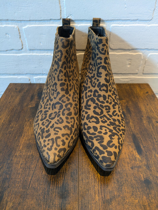 Animal Print Boots Ankle Flats Marc Fisher, Size 9
