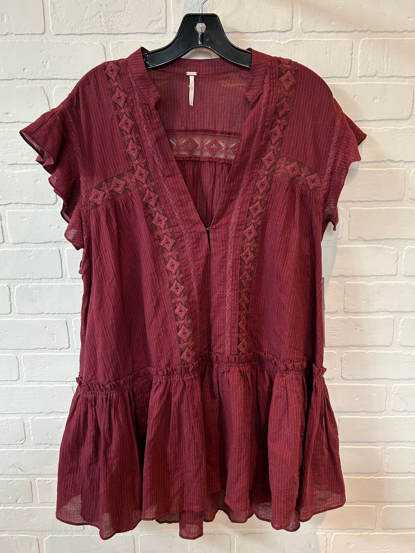 Red Tunic Short Sleeve Free People, Size S