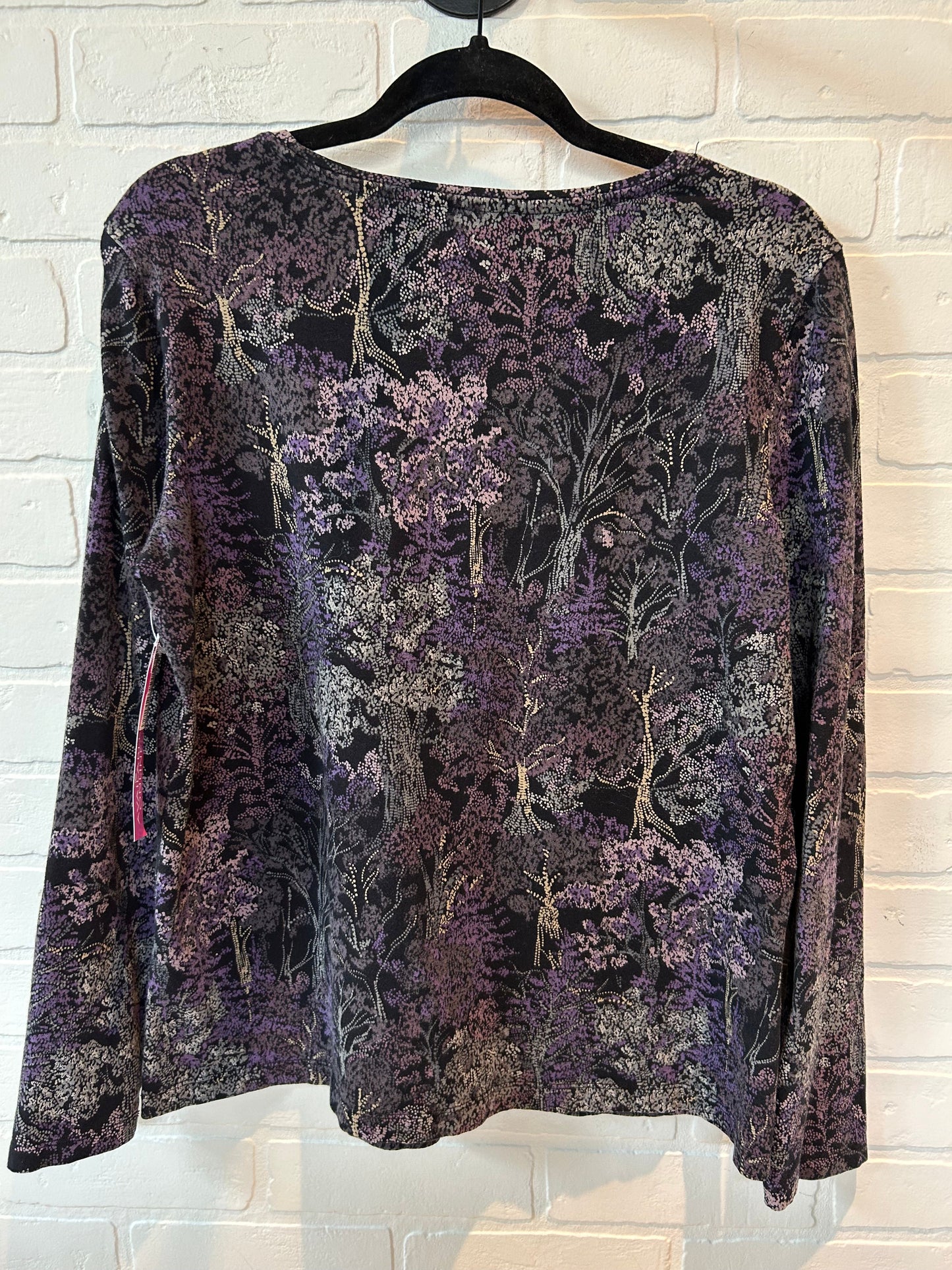 Black & Purple Top Long Sleeve Basic Christopher And Banks, Size L