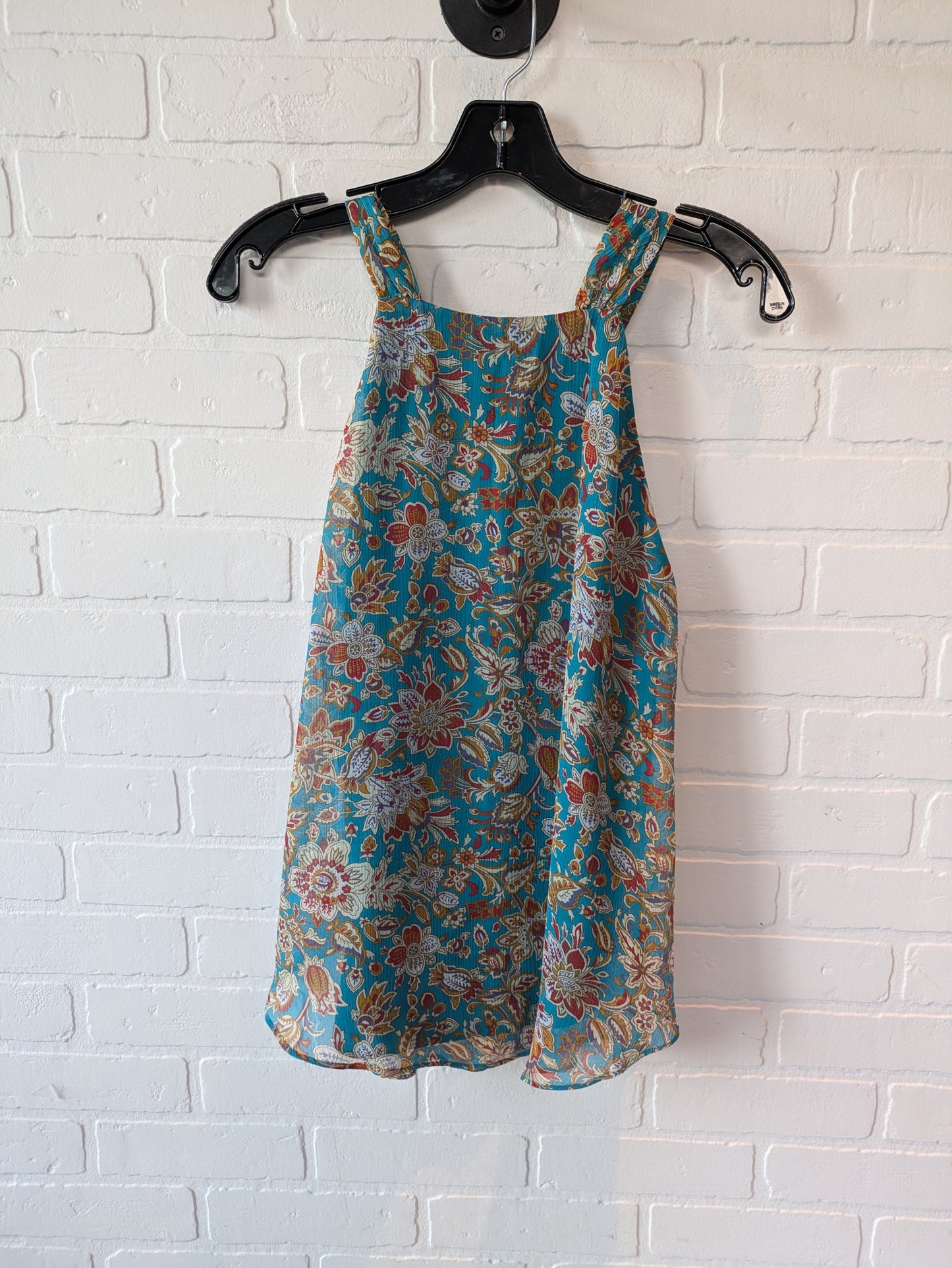 Blue & Yellow Top Sleeveless Sundance, Size S