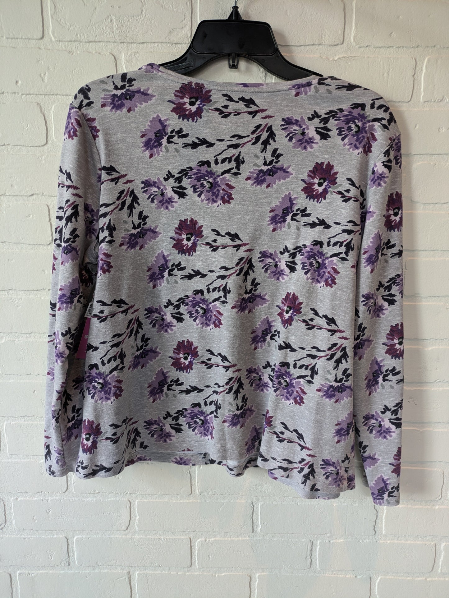 Grey & Purple Top Long Sleeve Basic Croft And Barrow, Size L