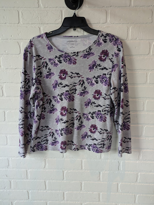 Grey & Purple Top Long Sleeve Basic Croft And Barrow, Size L