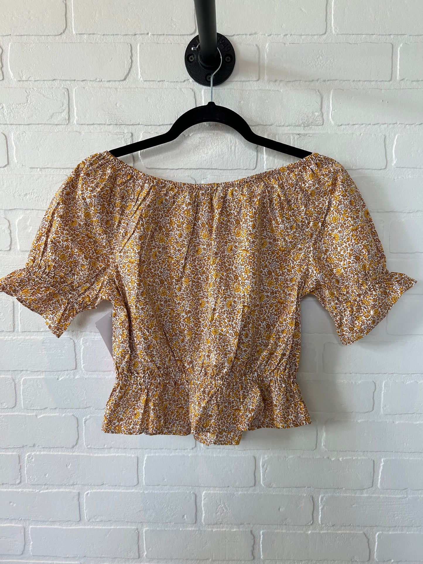 Brown & Yellow Top Short Sleeve J. Crew, Size Xs