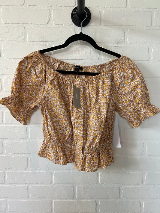 Brown & Yellow Top Short Sleeve J. Crew, Size Xs