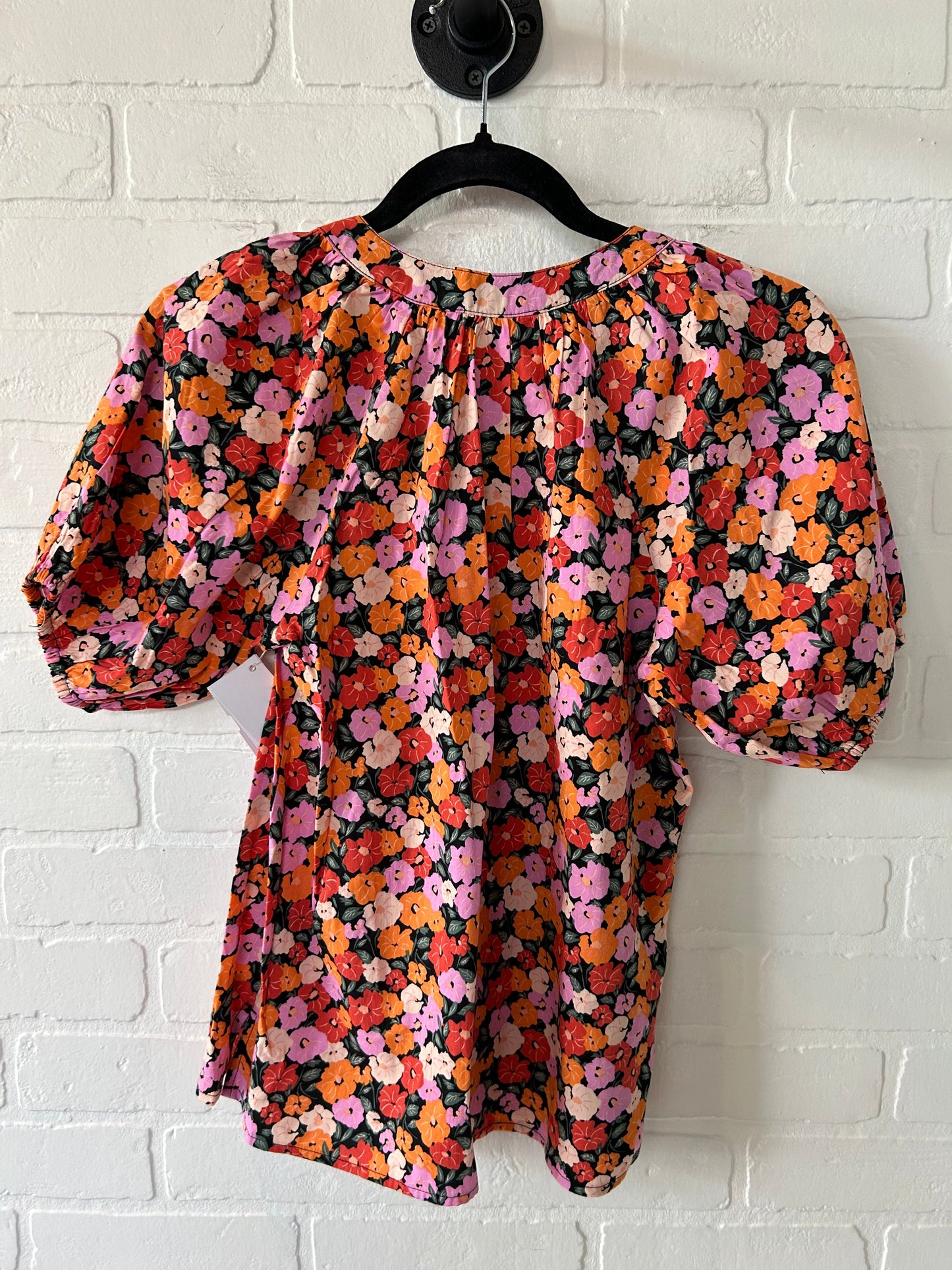 Orange & Pink Top Short Sleeve Loft, Size Xs