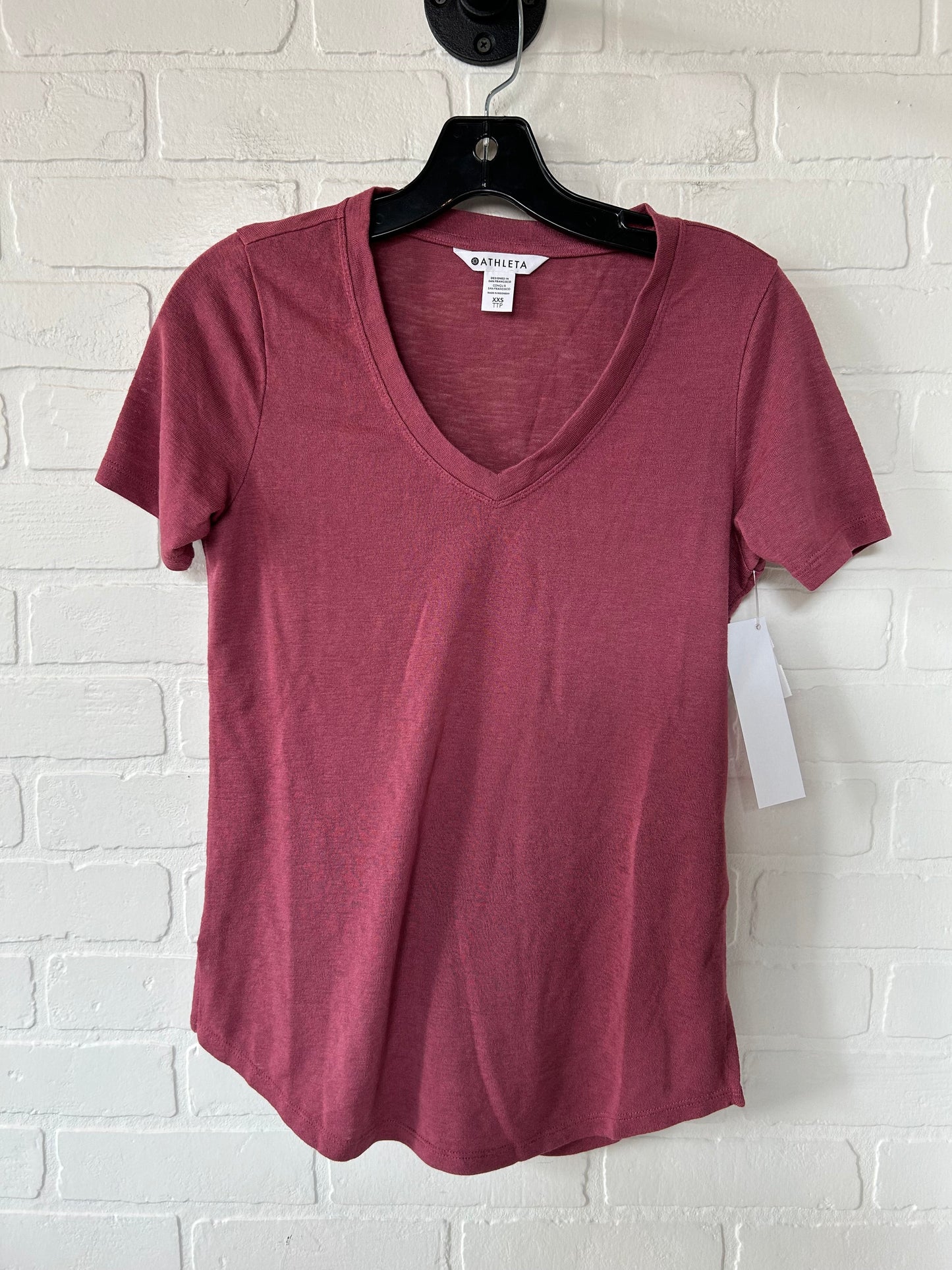 Pink Athletic Top Short Sleeve Athleta, Size Xxs