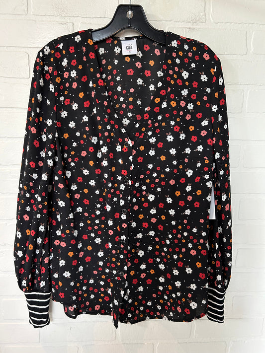 Black & Red Top Long Sleeve Cabi, Size M