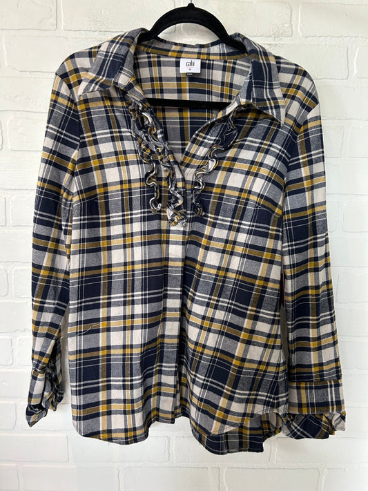 Blue & Yellow Top Long Sleeve Cabi, Size M
