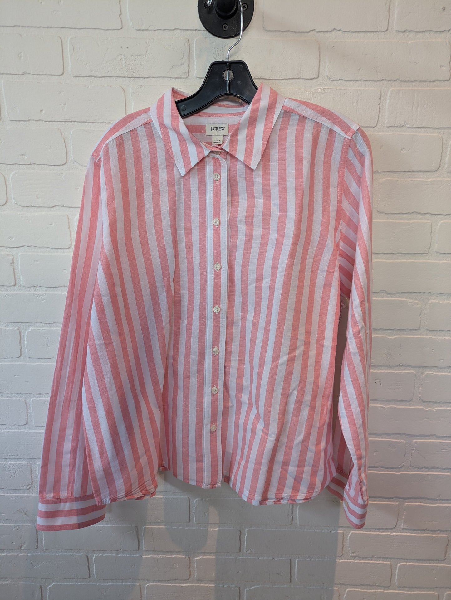 Pink & White Top Long Sleeve J. Crew, Size L