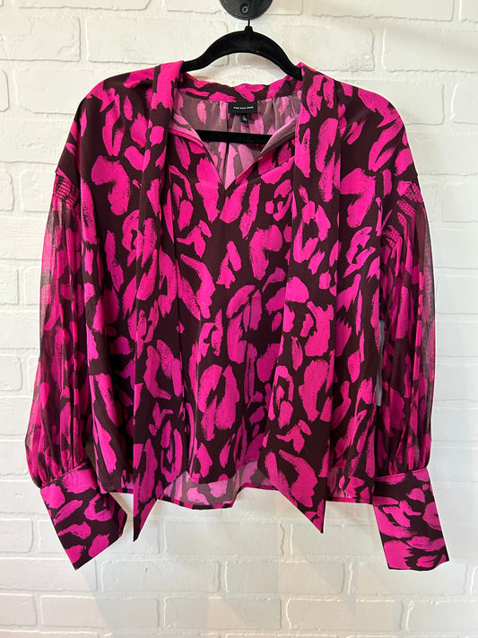 Brown & Pink Top Long Sleeve Who What Wear, Size L