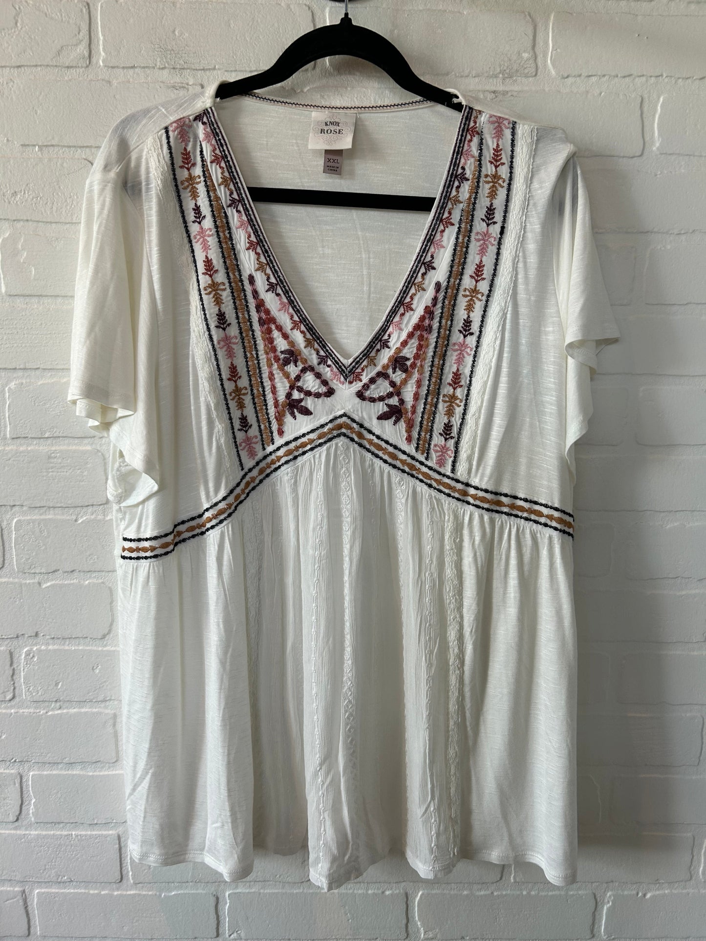 White Top Short Sleeve Knox Rose, Size 1x