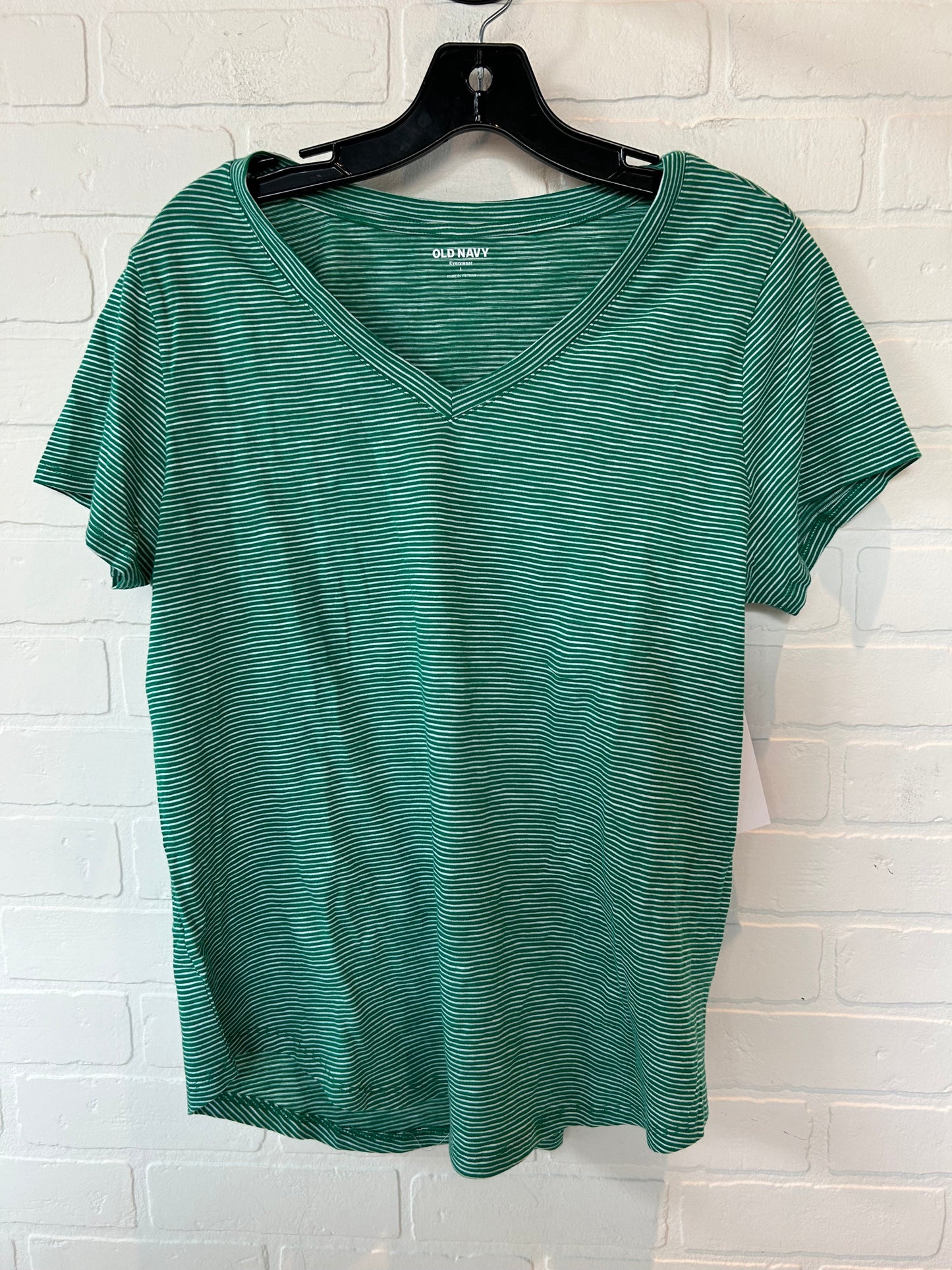 Green & White Top Short Sleeve Basic Old Navy, Size L