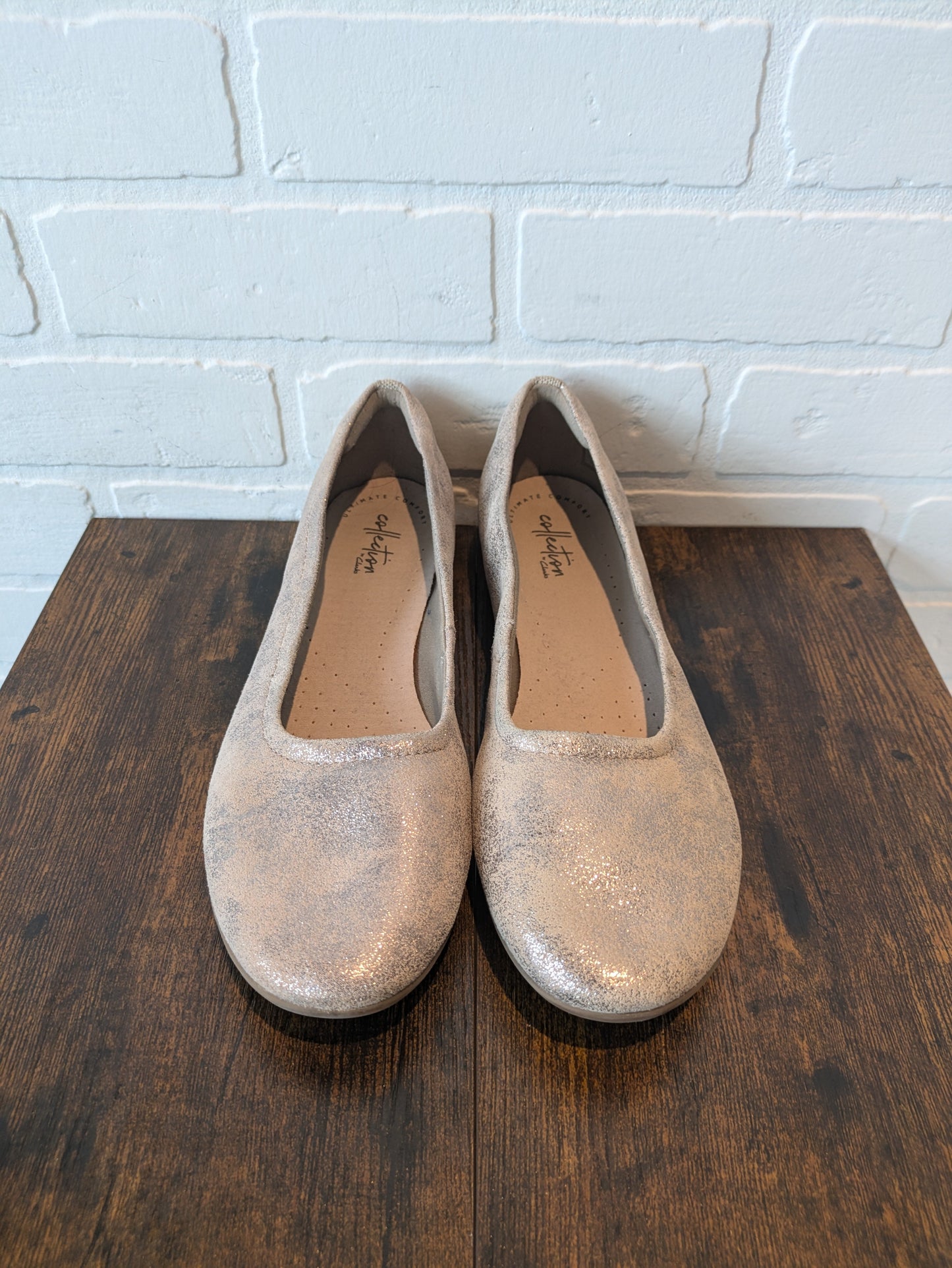 Gold Shoes Flats Clarks, Size 7.5