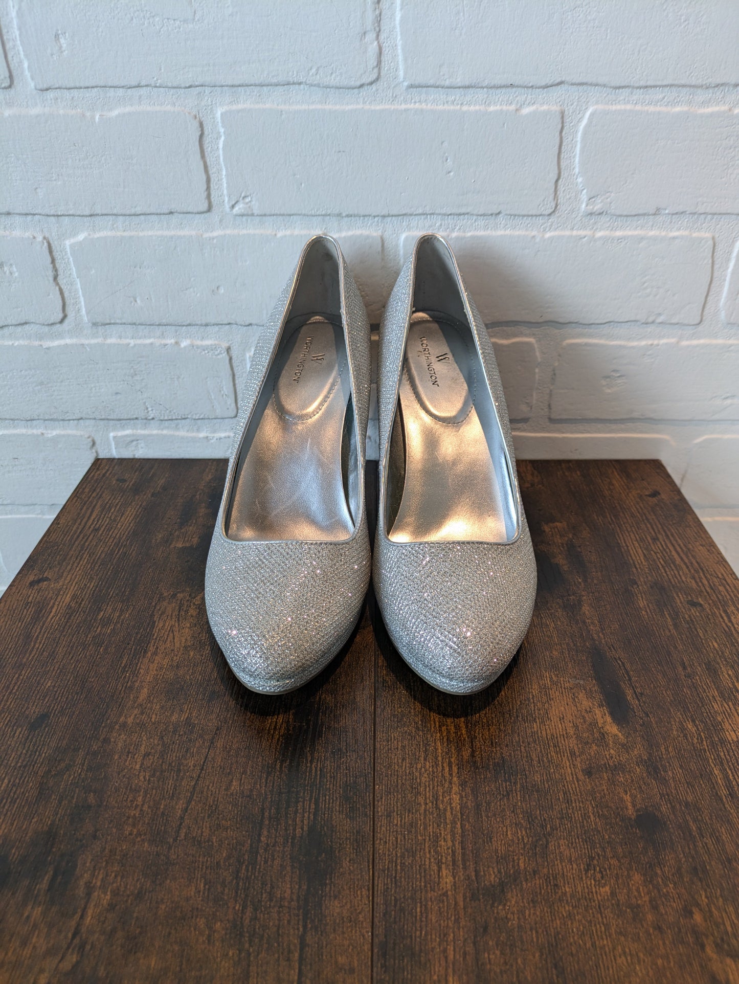 Silver Shoes Heels Stiletto Worthington, Size 8.5
