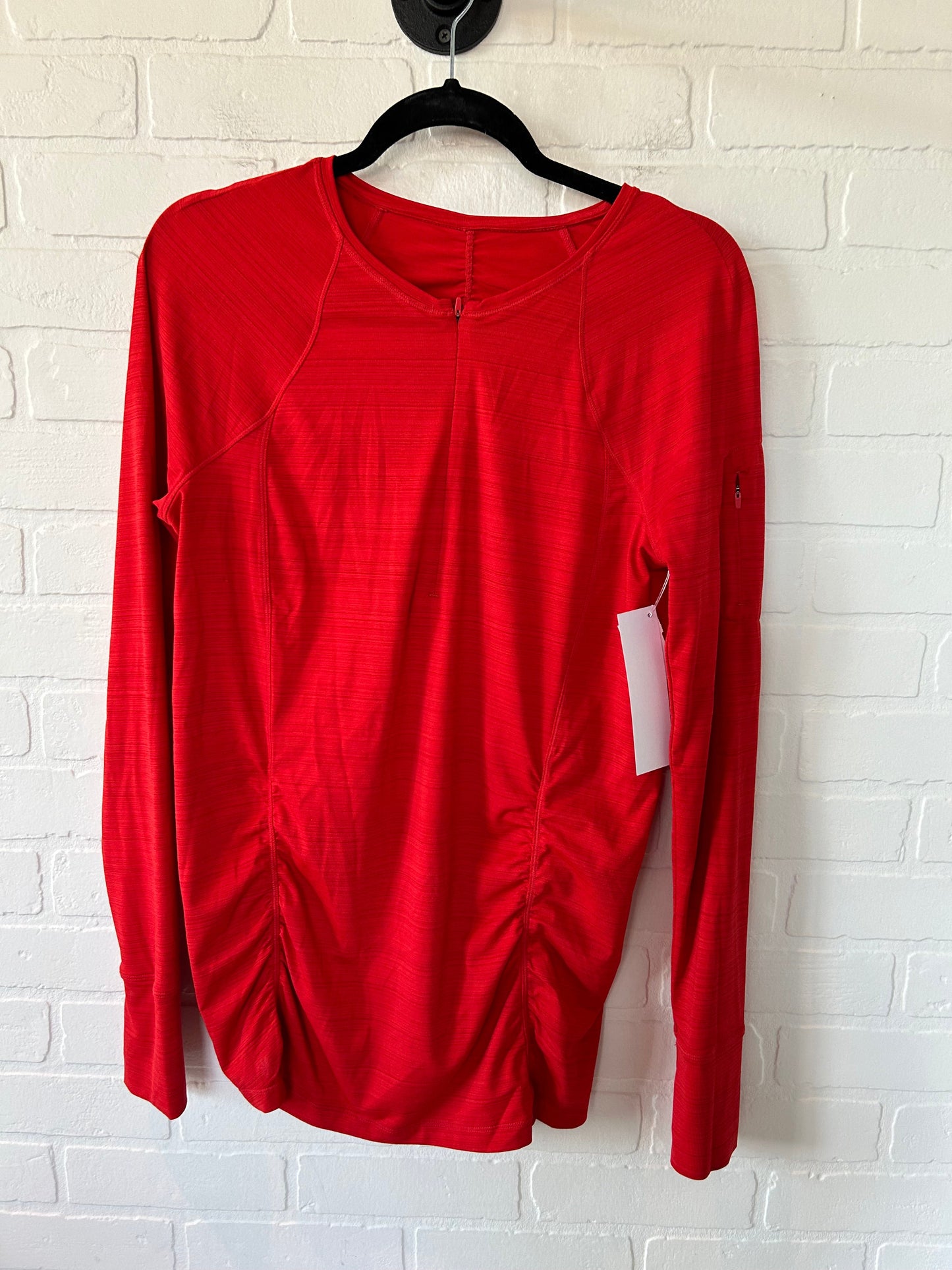 Red Athletic Top Long Sleeve Crewneck Athleta, Size L