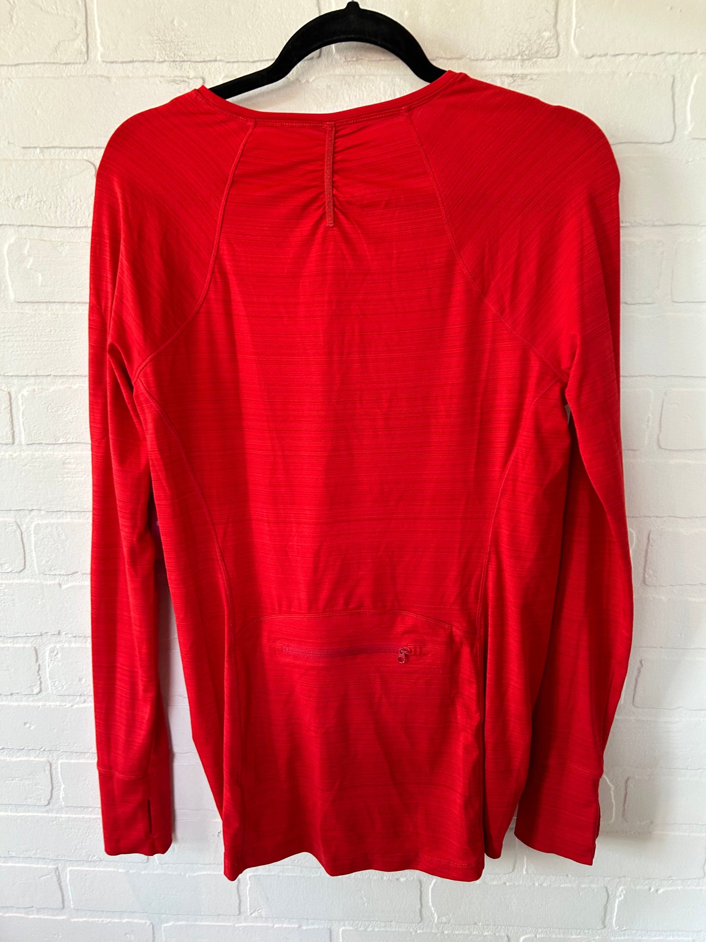 Red Athletic Top Long Sleeve Crewneck Athleta, Size L