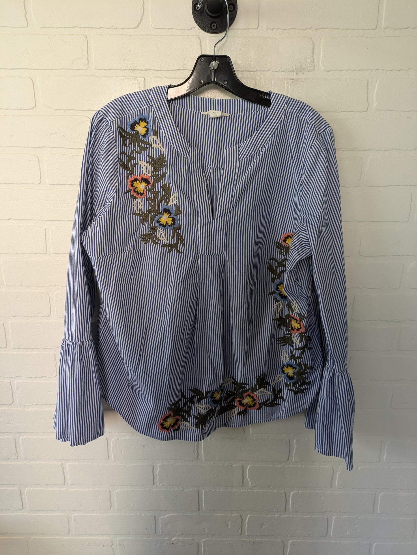 Blue & White Top Long Sleeve Caslon, Size L