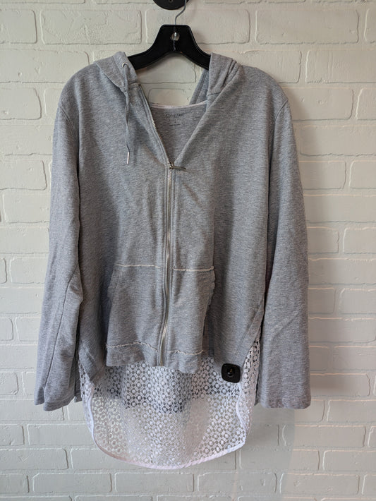 Sweatshirt Hoodie By Calvin Klein In Grey & White, Size: 1x