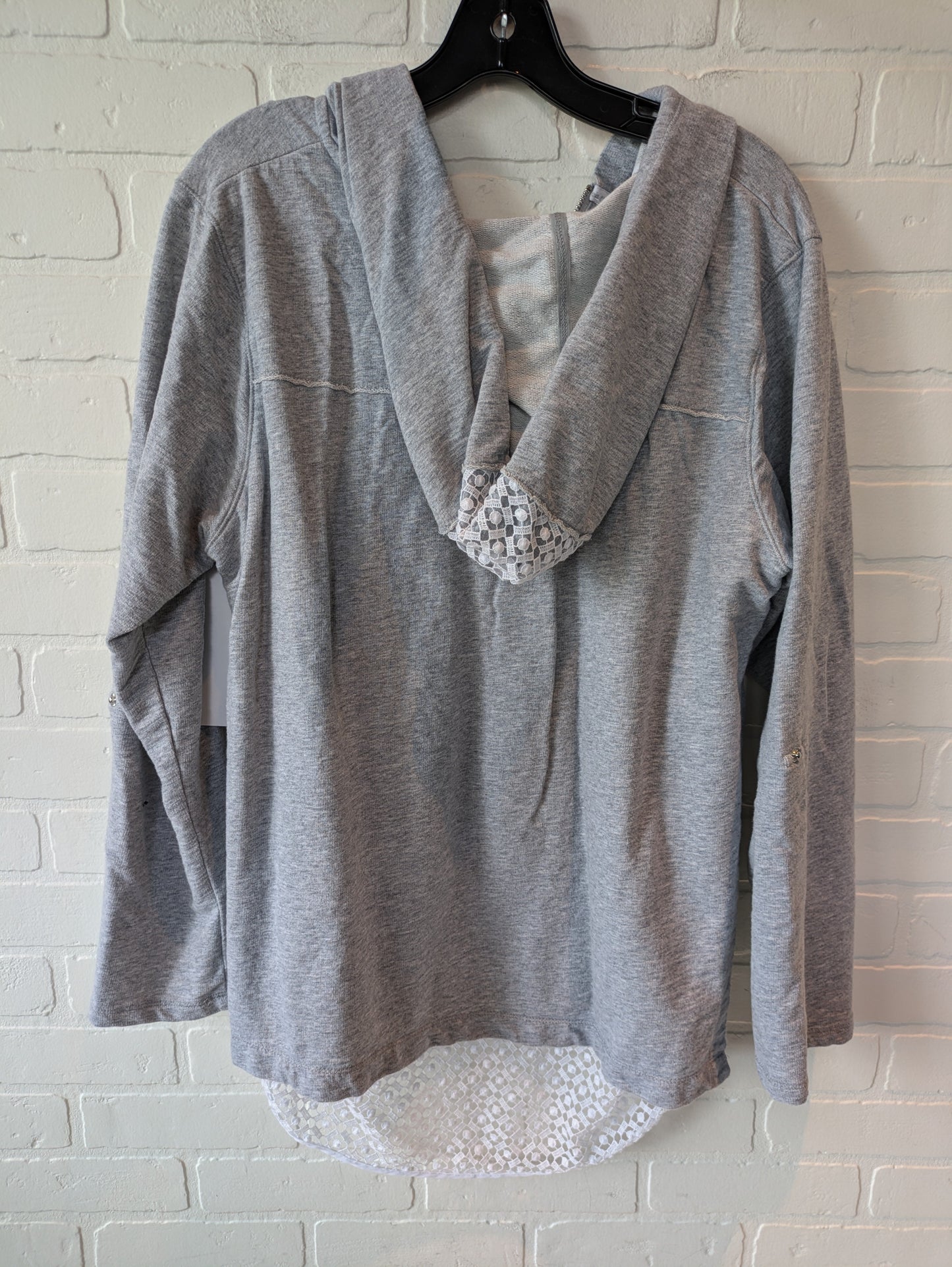 Sweatshirt Hoodie By Calvin Klein In Grey & White, Size: 1x